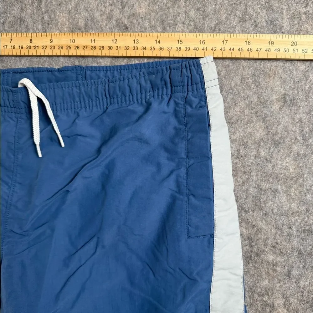 Nike Swim Trunk Shorts Men's Medium Blue White Drawstring‎ Waist Slash Pockets